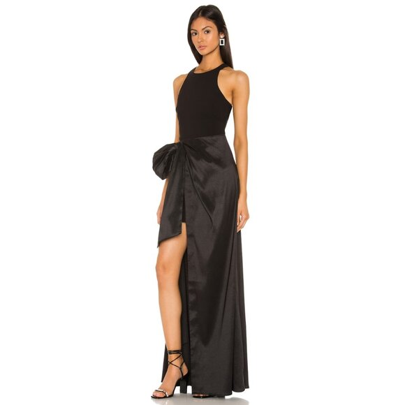 NWT Likely Mena Gown Size 6 Black Sleeveless Front Bow Back Zip Maxi Dress - Picture 6 of 10